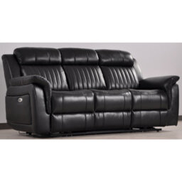 Furniture Instore Cidliano Genuine Leather Black Electric Power Recliner 3+3 Seater Sofa Set - thumbnail 5