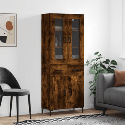 Berkfield Highboard Smoked Oak 69.5X34X180 Cm Engineered Wood - image 1