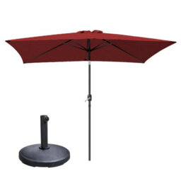 Sundaze 2X3M Wine Red Garden Parasol Rectangular Umbrella Patio Standing With Base Weights