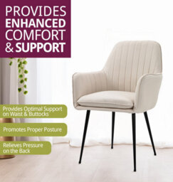 Hallowood Furniture Beige Fabric Chair With Metal Legs (Pair) - thumbnail 4