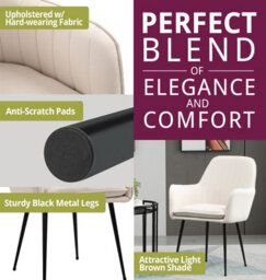 Hallowood Furniture Beige Fabric Chair With Metal Legs (Pair) - thumbnail 5