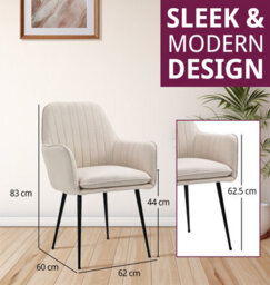 Hallowood Furniture Beige Fabric Chair With Metal Legs (Pair) - thumbnail 3