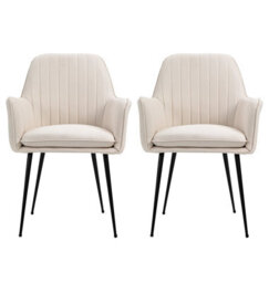 Hallowood Furniture Beige Fabric Chair With Metal Legs (Pair) - thumbnail 8
