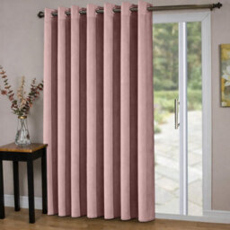 Oxford Homeware Eyelet Linen Curtains Blush Pink Fully Lined 100%blackout Thermal Insulated Curtain Single Panel (W)168Cmx(L)213Cm - thumbnail 1