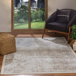 Livabliss Floransa-Vintage Tan Ivory Grey Traditional Boho Living Dining Bedroom Rug 160 X 215 Cm Easy Care, Non Shedding - thumbnail 2