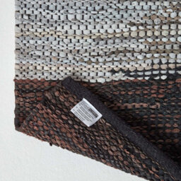 Homescapes Black, Grey & Brown Real Leather Handwoven Cutshuttle Rug, 150 X 240 Cm - thumbnail 5