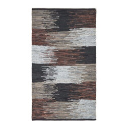 Homescapes Black, Grey & Brown Real Leather Handwoven Cutshuttle Rug, 150 X 240 Cm - thumbnail 2