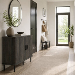 Wyld Haus Tayoyo Grey Mid-Century Sideboard - Slatted Tambour Sliding Doors, Steel Legs, L90 X D40 X H75Cm - thumbnail 2