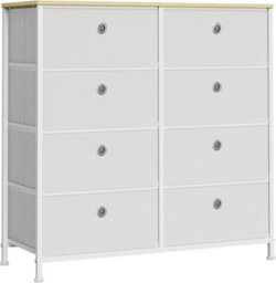 Songmics Storage Drawers, Storage Organiser, Chest Of Drawers, With 8 Fabric Drawers, Dresser, Tabletop, Cream White And Oak - thumbnail 6
