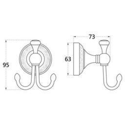 Pepte Bathroom Door Double Towel Coat Hangers Dressing-Gown Hooks Antique Brass - thumbnail 5