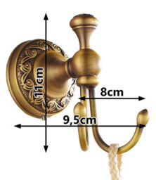 Pepte Bathroom Door Double Towel Coat Hangers Dressing-Gown Hooks Antique Brass - thumbnail 2