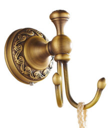 Pepte Bathroom Door Double Towel Coat Hangers Dressing-Gown Hooks Antique Brass - thumbnail 1