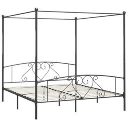 Berkfield Canopy Bed Frame Grey Metal 6Ft Super King - thumbnail 2