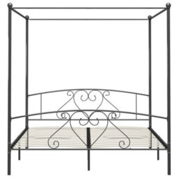 Berkfield Canopy Bed Frame Grey Metal 6Ft Super King - thumbnail 3