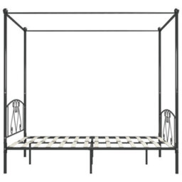 Berkfield Canopy Bed Frame Grey Metal 6Ft Super King - thumbnail 4