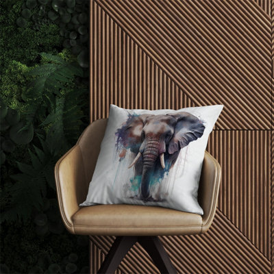 Warren Reed Designer Elephant Splashart Outdoor Cushion 60Cm X 60Cm