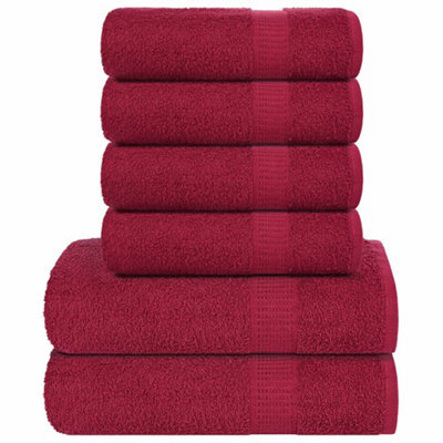 Berkfield 6 Piece Towel Set Bordeaux 360 Gsm 100% Cotton - image 1
