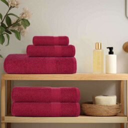 Berkfield 6 Piece Towel Set Bordeaux 360 Gsm 100% Cotton - thumbnail 3