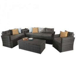 Signature Weave Holly Wicker 5 Piece 6 Seater Sofa Storage Coffee Table Grey - thumbnail 3