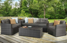Signature Weave Holly Wicker 5 Piece 6 Seater Sofa Storage Coffee Table Grey - thumbnail 1