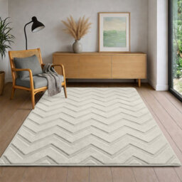 Moonlight Bedding Cream Chevron Rug 120X170Cm, Washable Non-Slip Soft High Low Pile Living Room Carpet - thumbnail 6