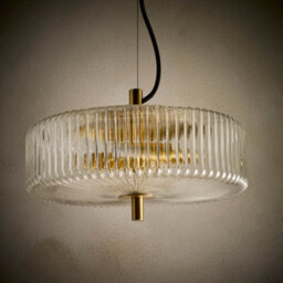 K Living Ribbed Glass Brass Light Pendant 2 Light Bulb Style Semi-Opaque Glass Decorative Lighting Solution For Modern Homes - thumbnail 4