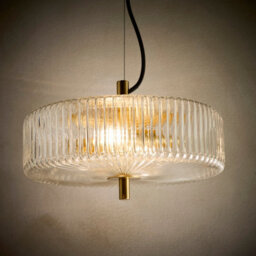 K Living Ribbed Glass Brass Light Pendant 2 Light Bulb Style Semi-Opaque Glass Decorative Lighting Solution For Modern Homes - thumbnail 1