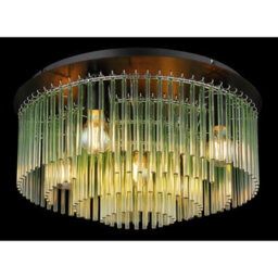 Luminosa Lighting Luminosa Gorley Ceiling Light Matt Black Green Glass Shade 5X E27 - thumbnail 3