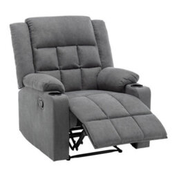Grey Recliner Manual Fabric Reclining Chair Fireside Armchair Sofa With Footrest - thumbnail 6
