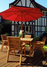 Charles Taylor 4 Seater Wooden Square Dining Table & Chairs Set Red Cushion - thumbnail 6
