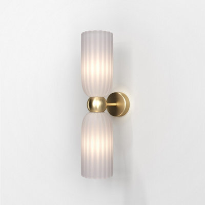 Luminosa Lighting Luminosa Maytoni Antic Modern 2 Light Up & Down Wall Lamp Gold, White Shade, E14 - image 1