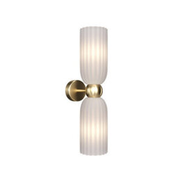 Luminosa Lighting Luminosa Maytoni Antic Modern 2 Light Up & Down Wall Lamp Gold, White Shade, E14 - thumbnail 2