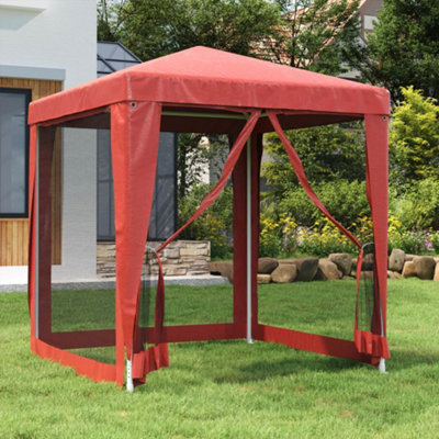 Berkfield Party Tent With 4 Mesh Sidewalls Red 2X2 M Hdpe - image 1