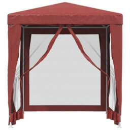 Berkfield Party Tent With 4 Mesh Sidewalls Red 2X2 M Hdpe - thumbnail 3