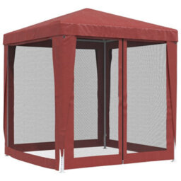 Berkfield Party Tent With 4 Mesh Sidewalls Red 2X2 M Hdpe - thumbnail 5
