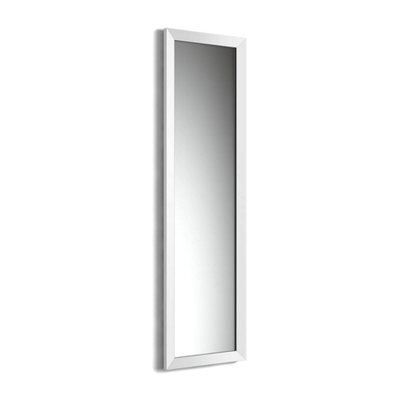 Ibathuk Brillia Wall Hung Full Length Mirror, Gloss White Framed Bevelled Glass, Modern Bathroom & Bedroom Furniture - image 1