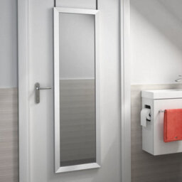 Ibathuk Brillia Wall Hung Full Length Mirror, Gloss White Framed Bevelled Glass, Modern Bathroom & Bedroom Furniture - thumbnail 5