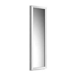 Ibathuk Brillia Wall Hung Full Length Mirror, Gloss White Framed Bevelled Glass, Modern Bathroom & Bedroom Furniture
