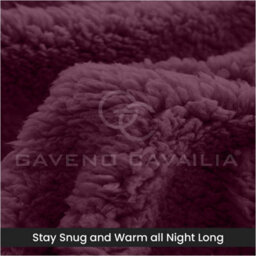 Gc Gaveno Cavailia Teddy Bear Plain Fitted Sheet Single Aubergine Fleece Thermal Warm Super Soft & Warm Fluffy Fitted Bed Sheet - thumbnail 4