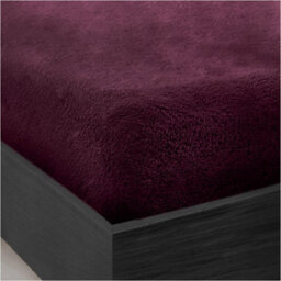 Gc Gaveno Cavailia Teddy Bear Plain Fitted Sheet Single Aubergine Fleece Thermal Warm Super Soft & Warm Fluffy Fitted Bed Sheet - thumbnail 1