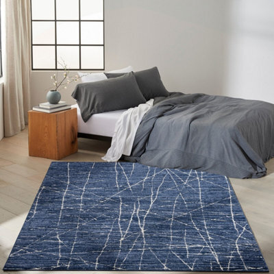 Blue Ivory Abstract Luxurious Modern Easy To Clean Rug For Bedroom & Living Room-160Cm X 221Cm - image 1