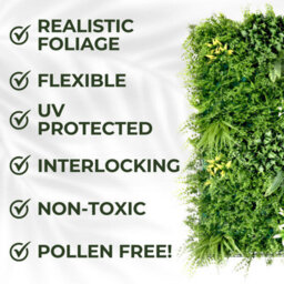 Artificial Plant Flower Living Wall Panels Realistic - Beacon Fern - Indoor / Outdoor - 1M X 1M - Home, Garden, Office - thumbnail 5