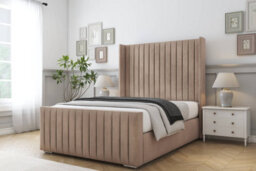 "Sloomy Marlborough Mink Naples Bed Frame With 50""  Upholstered Wingback Headboard 3' Single" - thumbnail 2