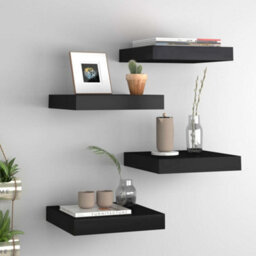 Berkfield Floating Wall Shelves 4 Pcs Black 23X23.5X3.8 Cm Mdf - thumbnail 1