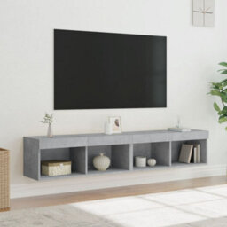 Berkfield Tv Cabinets With Led Lights 2 Pcs Concrete Grey 80X30X30 Cm - thumbnail 5
