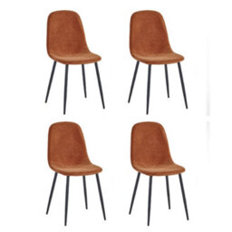 Oakham Alverton Premium Orange Chenille Upholstered Dining Chairs - Set Of 4