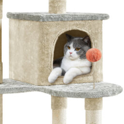 Yaheetech Beige 165Cm Multilevel Cat Tree Plush Cat Tower Medium - thumbnail 9
