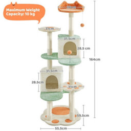 Yaheetech Beige 165Cm Multilevel Cat Tree Plush Cat Tower Medium - thumbnail 3