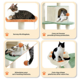 Yaheetech Beige 165Cm Multilevel Cat Tree Plush Cat Tower Medium - thumbnail 4