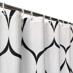 Neel Blue White Shower Curtain With Hooks, Lattice Design, 1800mm X 1800mm - thumbnail 5